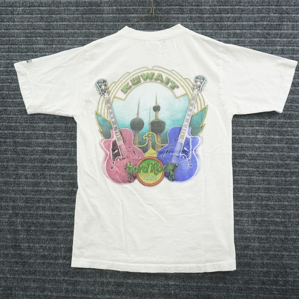 Hard Rock Cafe Graphic T-Shirt Mens Small White Kuwait Towers Vintage Heavy Tee